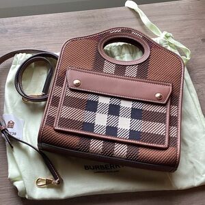 NWOT  Burberry dark birch brown mini pocket bag